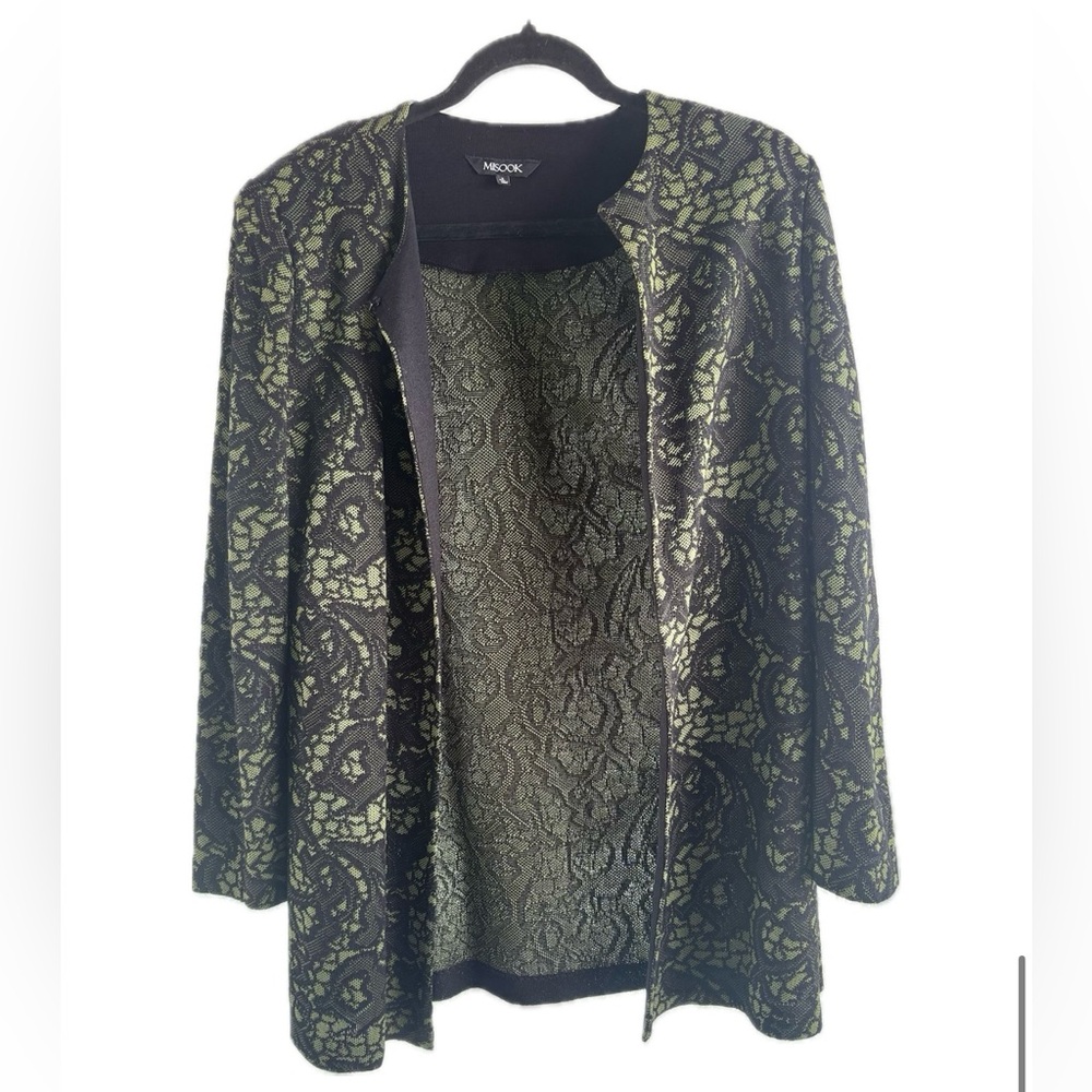 Misook 2-Piece Dress & Blazer Set • Black w/ Green Accents • S/M • EUC - Picture 5 of 8